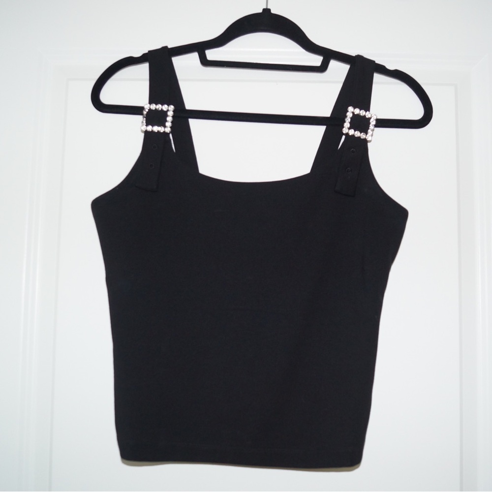 & Other Stories Black Tank Top with Embellished Straps